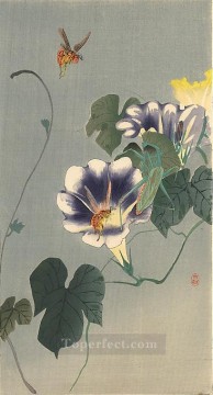Flores Painting - avispas y mantis religiosa Ohara Koson decoración floral